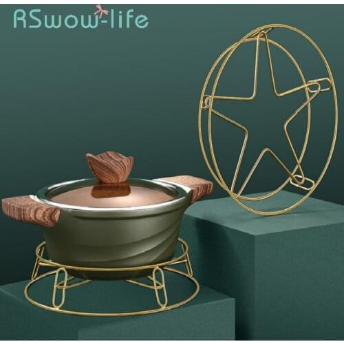 Multifunctional Stainless Steel Kitchen Shelf Pot Rack Round Pot Holders Heat Insulation and Anti-scalding Pot Mat Rack