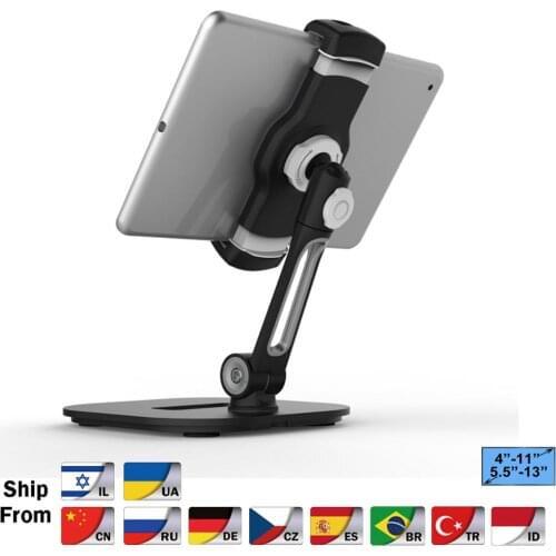 Multifunction 360 Rotation 4-13 inch Tablet PC Stand/ Mobile Phone Holder Metal Base Universal Foldable Lazy Tablet Support 204D
