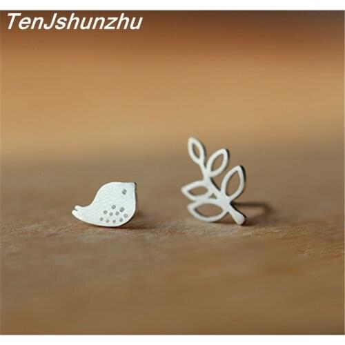Fashion Prevent Allergy Bird Leaf Stud Earrings for Women Bridal Wedding Earrings Jewelry Accessories EH559