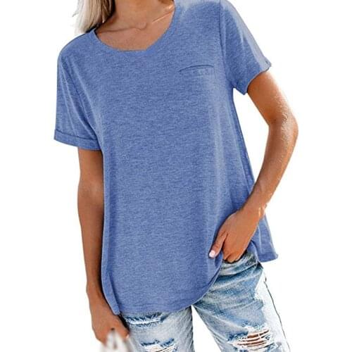 European And American Style Fashion Ladies Top Women Summer Loose Stitching Solid Color T-shirt Simple Natural Casual