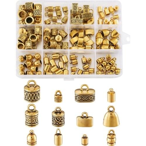 Pandahall 120pcs/box Tibetan Style Alloy Cord Ends End Caps Antique Golden for Jewelry Making DIY Bracelet Necklace Accessories