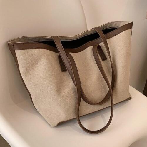 New Fashion Canvas Tote Bag 2021 Large Capacity Simple Foreign Style Big Brand Shoulder Bag Shopper Spring Summer Womens Bag