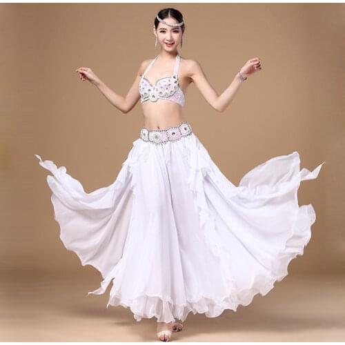 New Arrivals Performance Oriental Belly Dancing Clothes 3-piece Suit Bead Bra, Belt and Skirt Belly Dance Costume Set