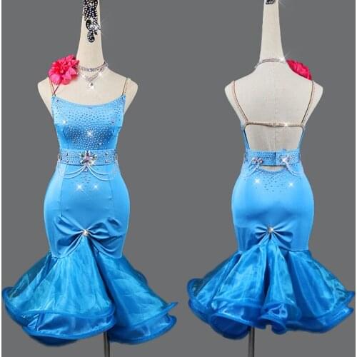 New Latin Dance Costume Competition Dress Female Adult Customized Professional Dancing Dress Pleated Latin Dance Skirt BL2743
