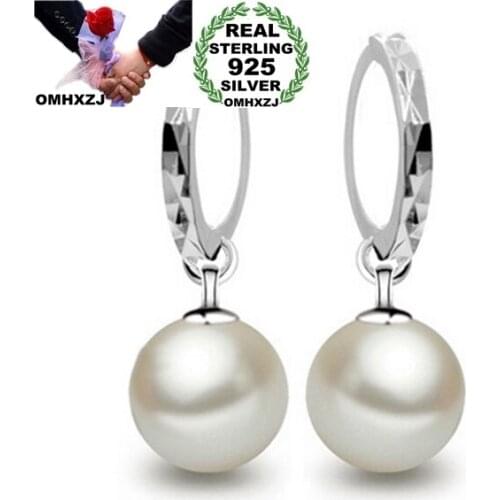 OMHXZJ Wholesale Fashion Star girl woman jewelry Natural pearls small round kpop Real 925 Sterling Silver Earrings YS17