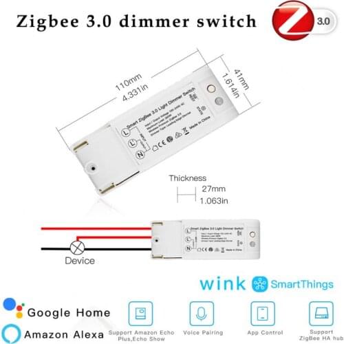 Smart zigbee 3.0 dimmer switch stepless dimming support alexa echo smartthings remote control 300W Leading Edge Dimmer hub need