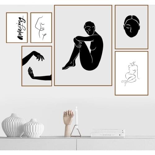 Hand Sexy Girl Line Body Art Wall Art Canvas Painting Minimalist Style Nordic Posters And Prints Wall Pictures For Living Room