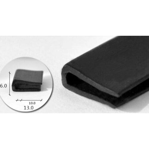 2m x 6mm x 13mm U Channel EPDM Black Trim Strip Edge Guard Rubber Sealing Strip Weatherstrip Door Window Protector