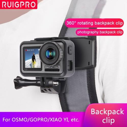 Rotate Backpack Clip Clamp Mount for DJI OSMO action sport camera Xiaomi Yi 4K Lite EKEN H9/H9R Sports Camera Accessories
