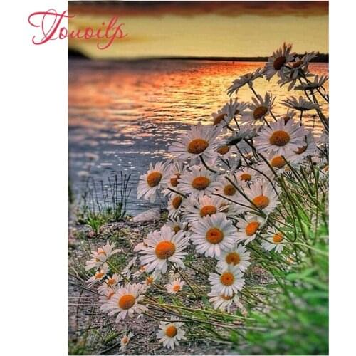 Needlework diamond embroidery Flowers lake sunrise diamond painting cross stitch square Rhinestone mosaic home decor crafts