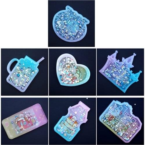 Quicksand Maze Silicone Mold Shaker Molds Milk Bottle Heart Shape UV Epoxy Resin Mold Heart Keychain Pendant Craft Jewelry Tools