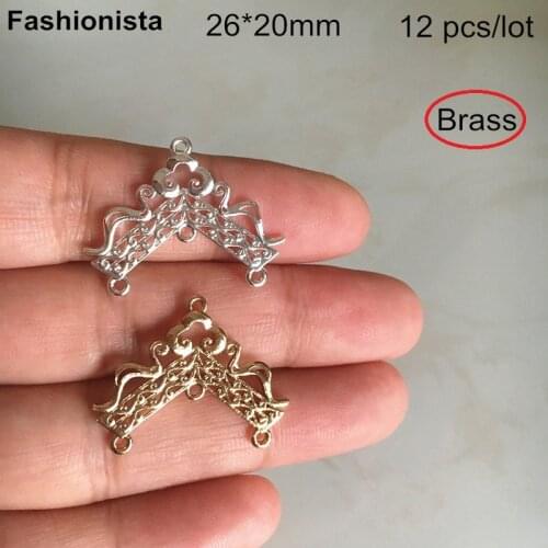 12 pcs -26*20mm Brass Filigree Chandelier Charm Connectors For Earrings Making Gold-color,Silver-color Clouding Scroll Filigrees