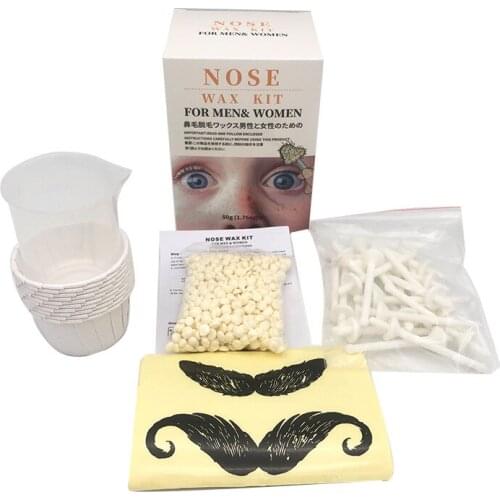 2021 Portable Painless Nose Wax Kit For Men&Women Nose Hair Trimmer Wax Set Nose Hair Remover 50g Wax Beans Cleaning Wax Kit