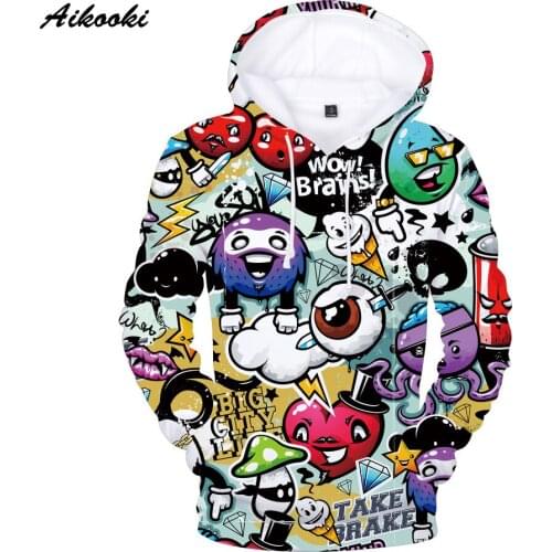 2021 Graffiti Style Hoodie 3D Fashion Boys/girls Hoodies Sweatshirt Hip Hop 3D Graffiti Trench Sweatshirt Hoodie Ki Kids Clothes