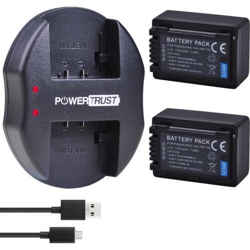 2x 1950mAh VW-VBT190 VW-VBT380 VBT190 Battery+Dual Charger for Panasonic HC-V720,HC-V727,HC-V730,HC-V750,HC-V757,HC-V760,HC-V770