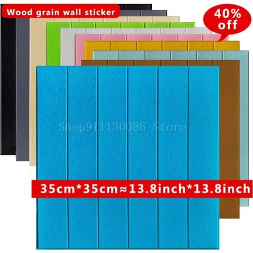 Wood Grain 3D Wall Sticker, Self-Adhesive Wall Panel Waterproof Wallpaper Anti-Mold Foam Sheet Wall Decoration-White 35x35cm