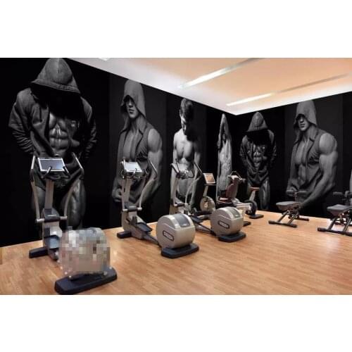 XUE SU Custom 3d wallpaper murals - gym bodybuilding boxing fitness bar background wall decoration