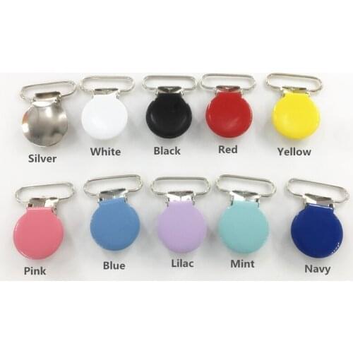 Chenkai 50pcs 1'' 25mm round metal suspenders soothers holder clips DIY baby shower dummy pacifier Chain clips toy accessories