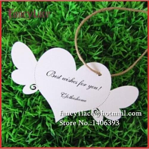 50pcs DIY Laser Cut Name Place Card Paper Wish Cards Hang Tag Card Wedding Favors Party Decoration love heart wings Book Mark