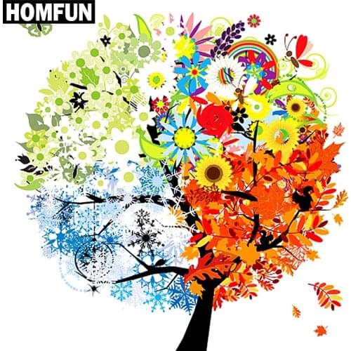 HOMFUN Full Square/Round Drill 5D DIY Diamond Painting "Four seasonal trees" 3D Embroidery Cross Stitch 5D Rhinestone Decor