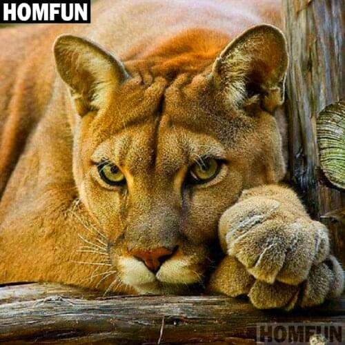 HOMFUN Full Square/Round Drill 5D DIY Diamond Painting "Animal leopard" Embroidery Cross Stitch 5D Home Decor Gift A06771