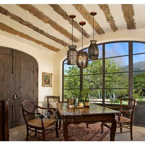 American country creative personality retro bar Pendant Lights Cafe clothing store resin barrel lamps LU807123