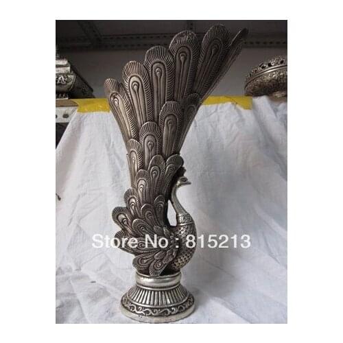 Bi00251 Chinese Tibet bronze statue of Buddha Silver Buddha Phoenix Pot item