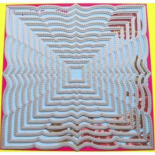 Large Cutting Dies Fancy Edge Square 8x8" Scrapbook Cardmaking Paper Craft DIY Metal Stencil Surprise Creation