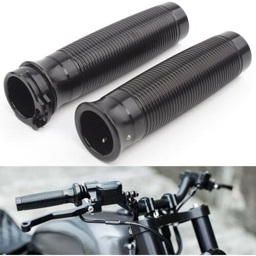 Black Aluminum Motorcycle Hand Grips Universal 25mm Handlebar For Harley Touring Road King Dyna Softail Electra Tour Glide V-Rod