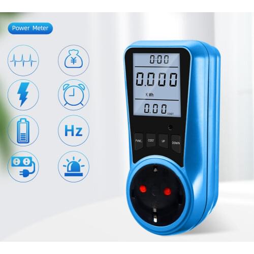 AC Power Meter Digital Wattmeter Watt Energy Monitor Time Voltage Display Socket Analyzer EU UK AU US BR FR IT Plug Backlight