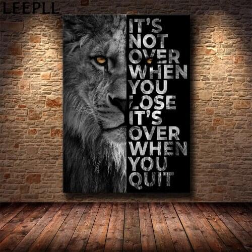 Wild Lion Letter Motivational Quote Art Posters and Prints on Canvas Painting Decorative Wall Art Picture for Office Home Decor