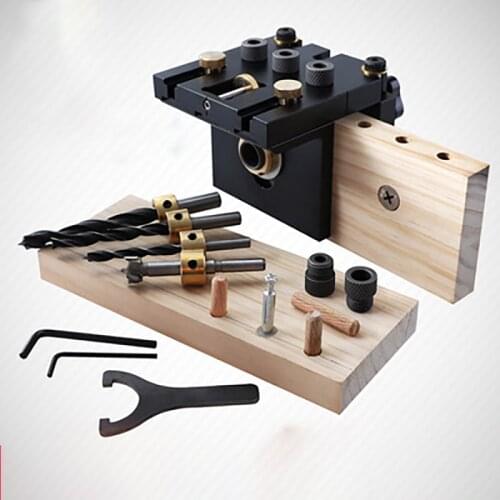 Woodworking Pocket Hole Jig 3 In 1 Adjustable Doweling Jig with 8/15mm Drill Bit for Drilling Guide Locator Puncher DIY Tools