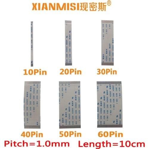 FFC/FPC Flat Flex Extension Cable 10Pin 20Pin 30Pin 40Pin Same Side 1.0mm Pitch AWM VW-1 20624 20798 60V Length 10cm 5PCS