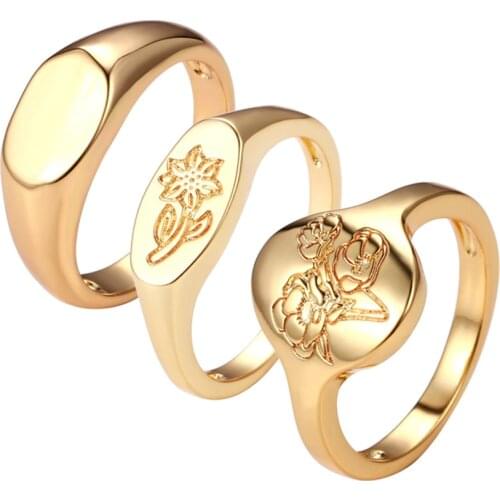 Chunky Rings Signet Dome Statement Rings For Women Engraved Pattern Female Gifts Finger Accessories Jewelry New 2021 Jewellry