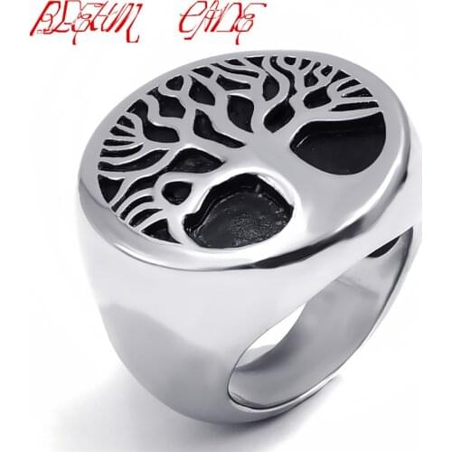 Stainless Steel Leaf Tree of Life Ring Mothers Day Daughter Birthday Anniversary Statement Cocktail Party Children Girl