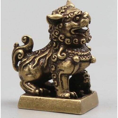32MM/1.3" Collection Curio Rare Chinese Fengshui Small Bronze Exquisite Animal Leo Door Lion Seal Signet Statue Statuary 34g