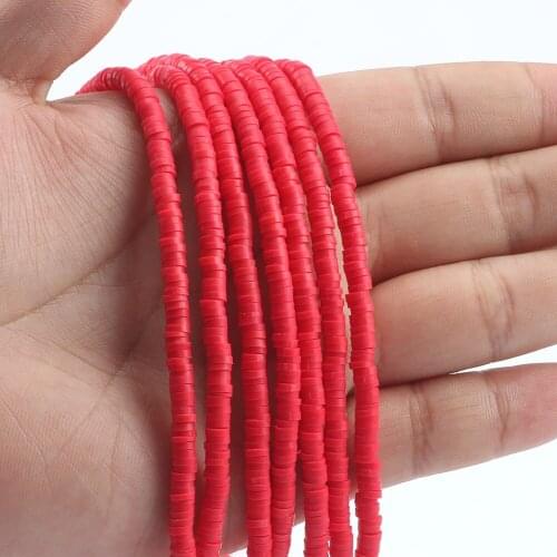 4mm/6mm Round Flat Polymer Clay Beads Red Chip Disk Rondelle Loose Spacer Beads For DIY Jewelry Making Bracelet Necklace 15