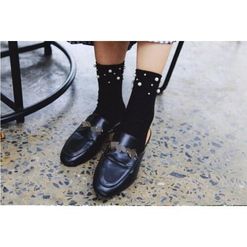 Fashion Design Luxury Pearl glitter Short Socks Women Vintage Harajuku Short Socks Solid Cotton Funny Harajuku Socks Art Female