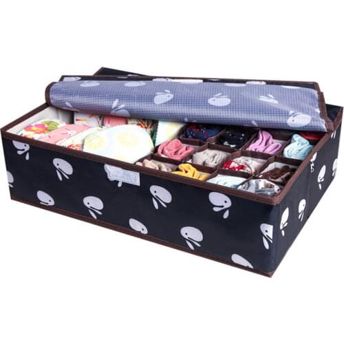 Washable Oxford Fabric Underwear Storage Box Foldable Underwear Scarf Sock Organizer Wardrobe Small Clothing 17 Grid Storage Box