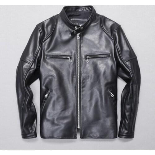Free shipping.2019 new quality cowhide motor jacket.mens short slim genuine leather coat.handsome driver jacket.sales