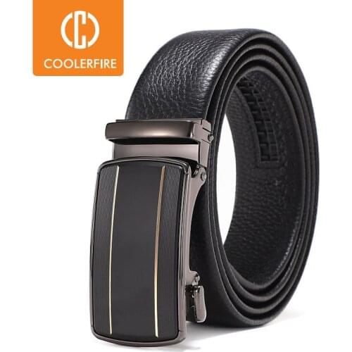 Men Belts Automatic Buckle High Quality Genuine Leather Belts for men Black Business Work Classic Simple Strap ZD128