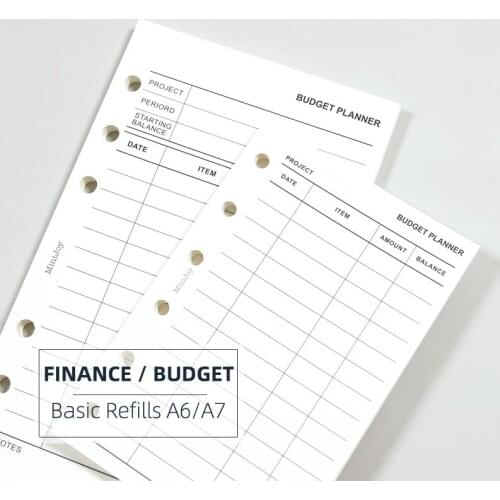 MyPretties 40 Sheets Basic Finance Budget Refills Personal A6 A7 Filler Papers for 6 Hole Binder Organizer Notebook