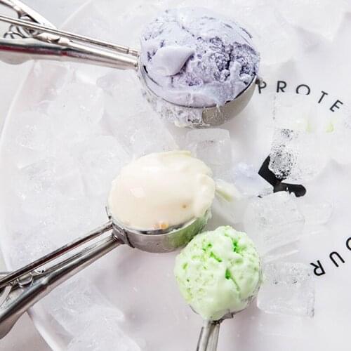 Stainless steel ice cream spoon kitchen tools spring handle mashed potato watermelon ball spoon family kitchen accessories
