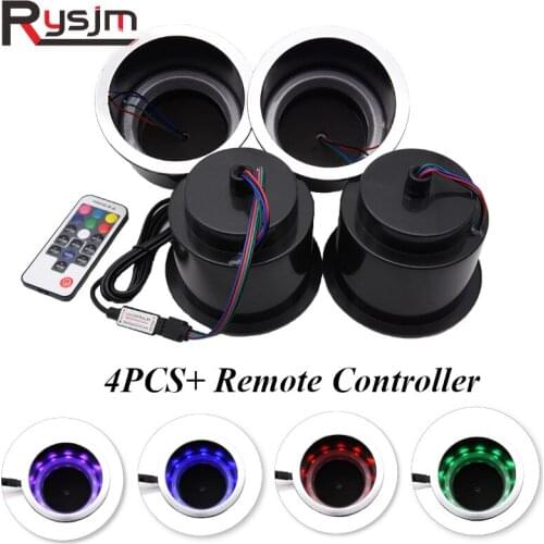 New 4 Pieces Recessed Boat Cup Drinks Holder Car Drink Stand Holder for Marine Boat Yacht RV for camper 7 Colors LED Light