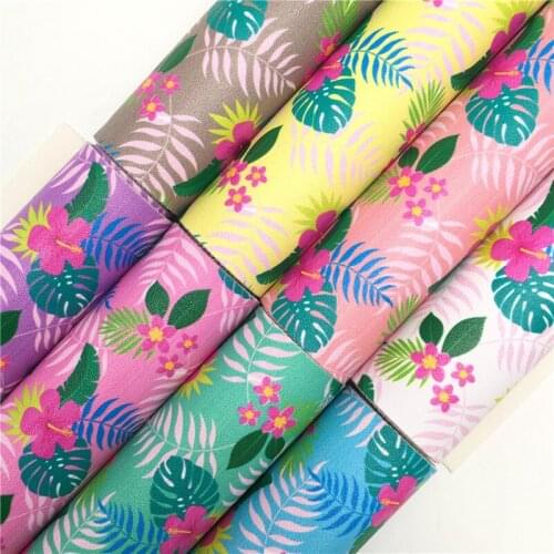 Onefly Wholesales Dropshipping Leather Supplier Summer Plants Printed Synthetic Faux leather Vinyl Earrings Bows DIY FZ119A