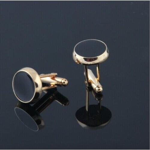 WholeSale 10Pairs/lot Round Black Copper Cuff links Simplicity Cufflinks High Quality Father Days' Gifts Christmas Classic