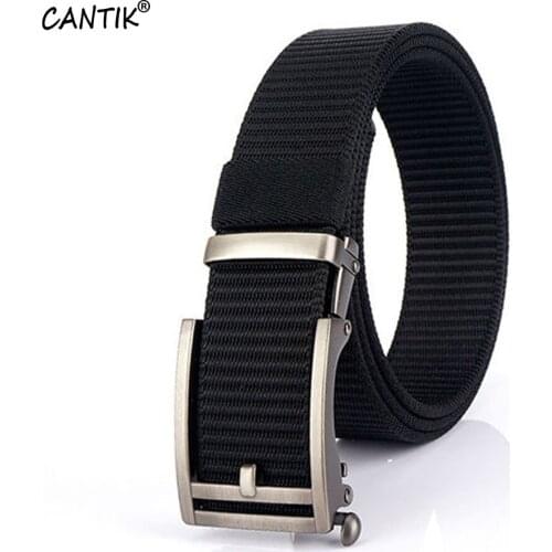CANTIK Unique Simple Design Fake Pin Automatic Buckle Metal Quality Nylon & Canvas Belts for Men Clothing Accessories CBCA275