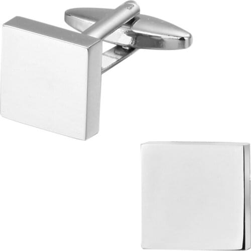 A pair of high quality brass Laser Metal Silvery Cufflinks box smooth wedding gift brand mens shirt cuff Cufflinks