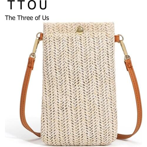 Casual Woven Straw All-Match Ladies Crossbody Bags Fashion Trendy Summer Female Beach Shoulder Bags Lady Handbags Coin Purse
