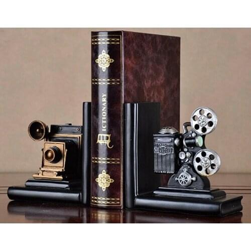 Practical Retro Camera Bookend Movie Film Projector Black Silver Collectors Project Creative Bookcase Vintage Jewelry Study Roo